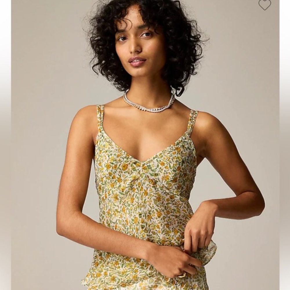 J Crew Crinkle chiffon camisole top in floral vines Size 12
